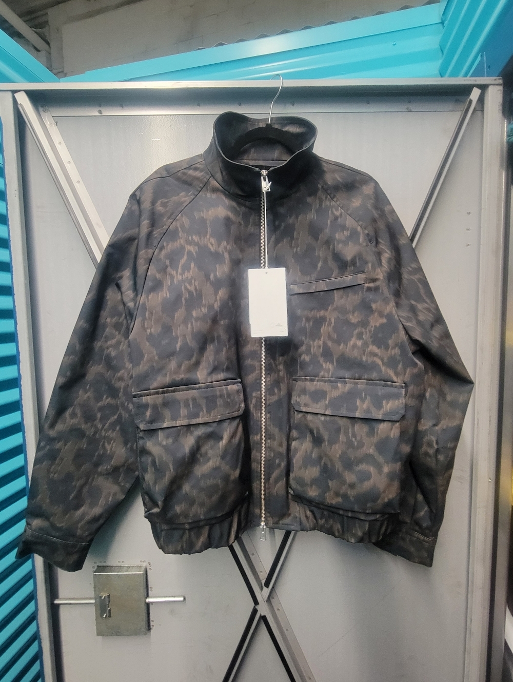 Men's COS Black Animal-Pattern Double Zip Jacket